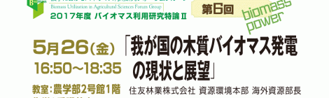 第6回バイオマス利用研究特論Ⅱ「我が国の木質バイオマス発電の現状と展望」