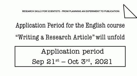 Application Period for the English course “Writing a Research Article” will unfold